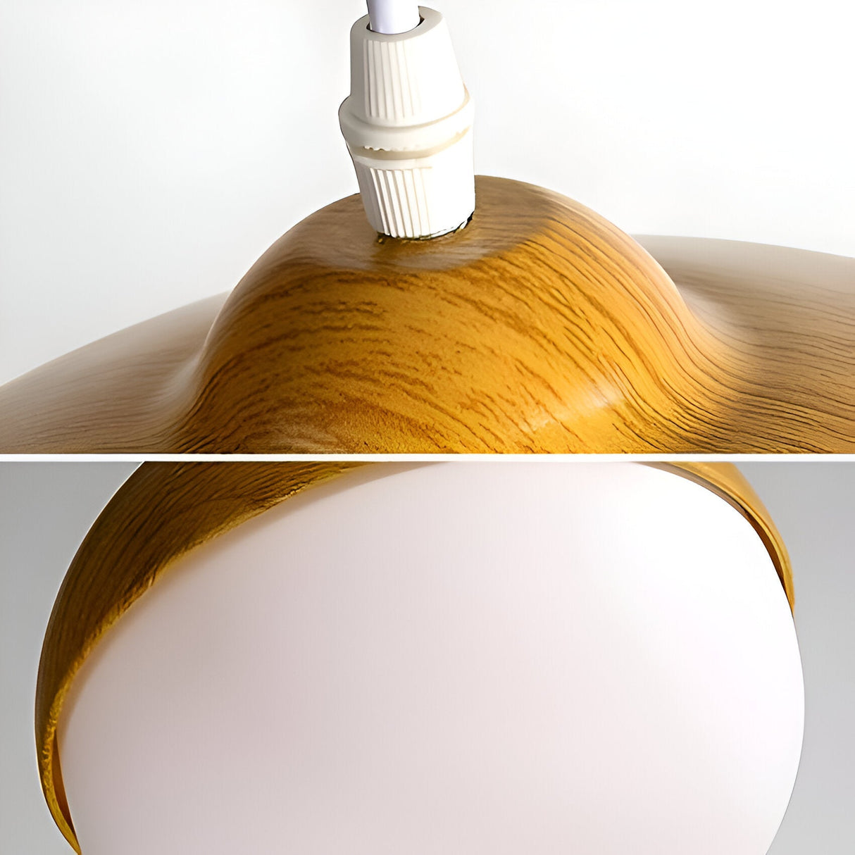 Pendellampa med glas- och trädetaljer – Dekorativ ekollonform i månstil Carvallo