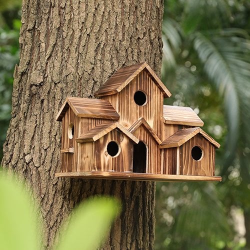 NatureNest - Artisan Birdhouse med sex mysiga ingångar Carvallo
