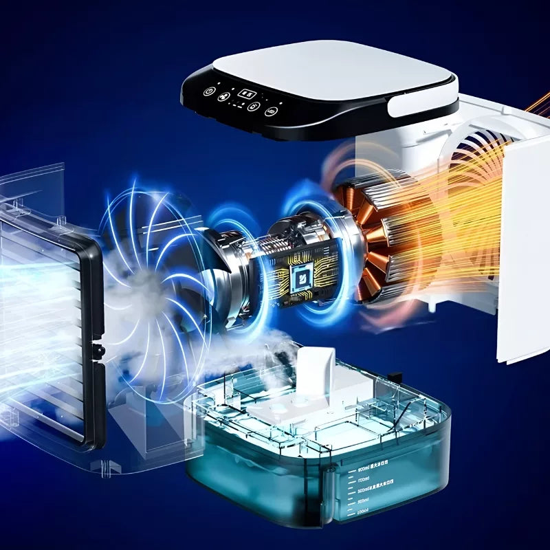 Bärbar luftkylare luftfuktare fläkt med nattljus Carvallo