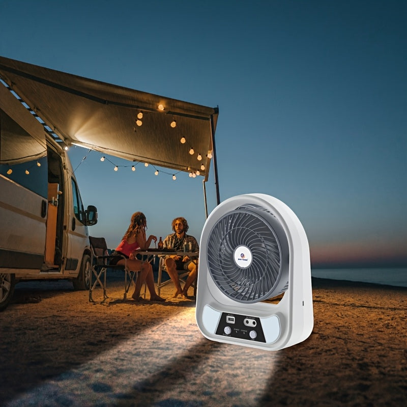 Carvallo-Ventilator SolventoGo | Med LED-nattljus & USB-powerbank | Bärbar & Uppladdningsbar | För camping & nödsituationer Carvallo