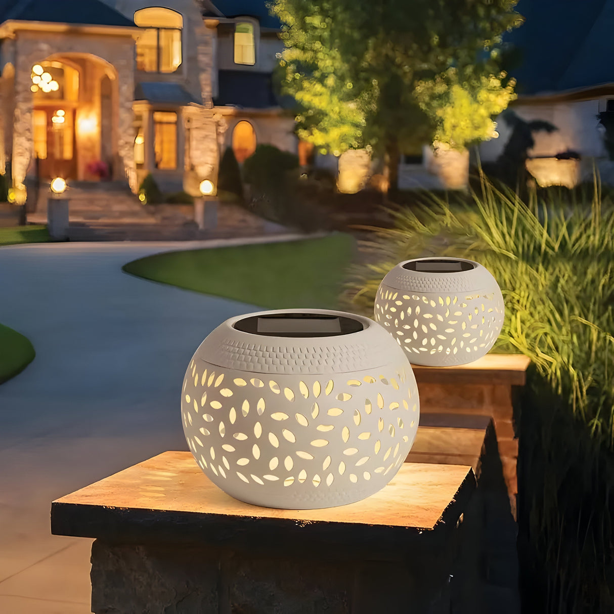 Carvallo Solartischlampen 2-pack | Trådlös & Väderbeständig | Utskuret Design | Varmvitt Ljus Carvallo