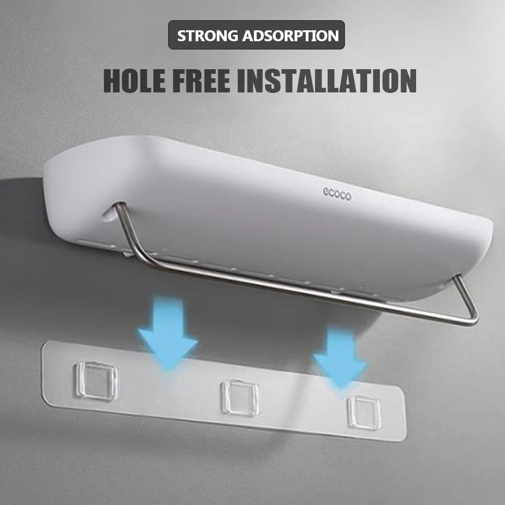 Väggmonterad schampo förvaringshylla – Ingen borrning badrumshylla med handdukshängare & duschorganisatör Carvallo