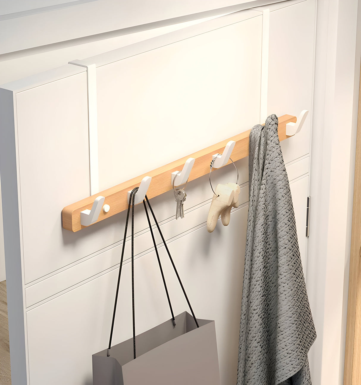 Carvallo - Minimalistisk väggkrok med naturlig träådring och slät finish Carvallo