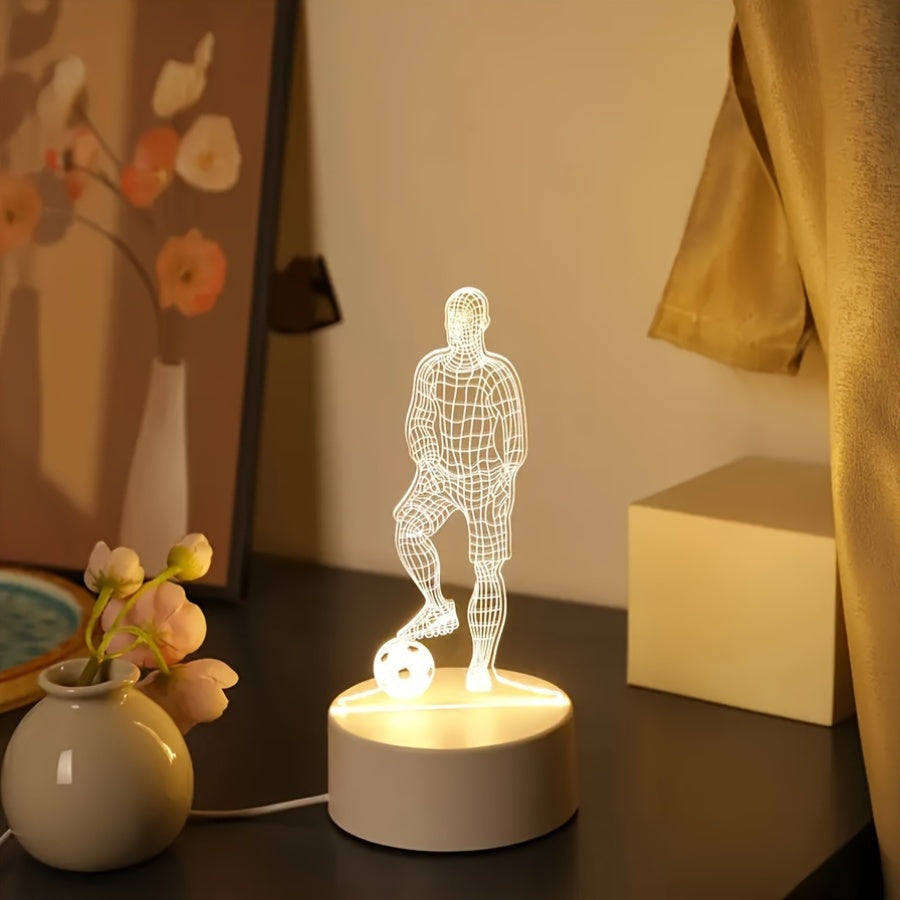 SportGlow - 3D Fotbollsspelare Illusion LED Bordslampa med Akrylskydd Carvallo
