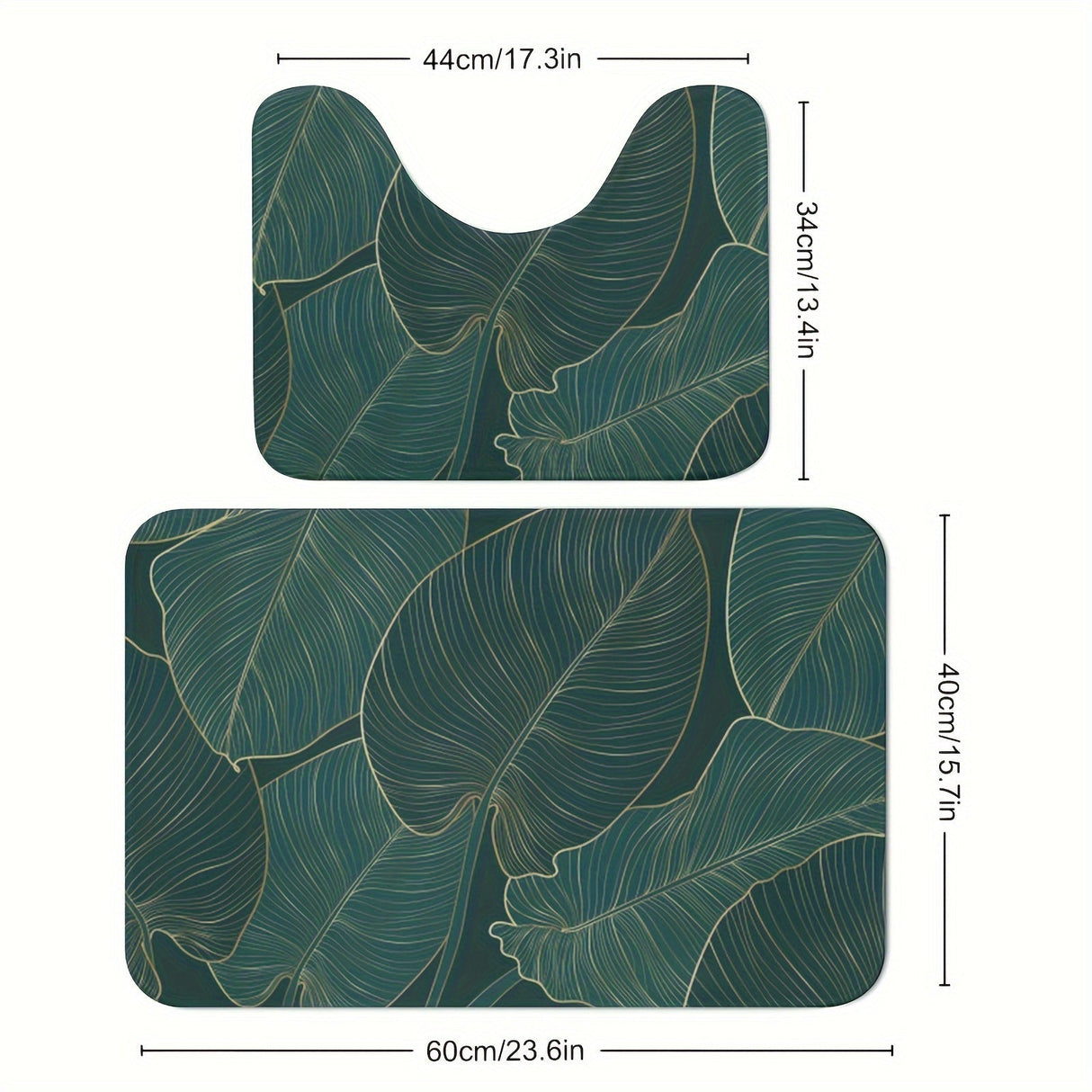 Tropical Leaf Badmatta Set | Mjuk Mikrofiber Absorberande | Halkfri | 2 Delar | Brick by Brick Carvallo