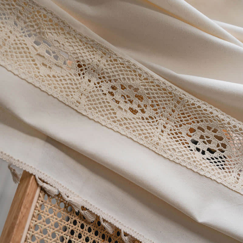 Beige Splicing Hollow-Out Ljusfilter Gardinset Carvallo