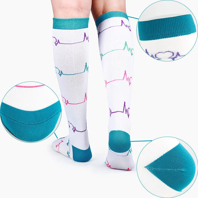 Färgglada långa kompressionsstrumpor (4 par)-Clothes for women-Hemnix-Hemnix