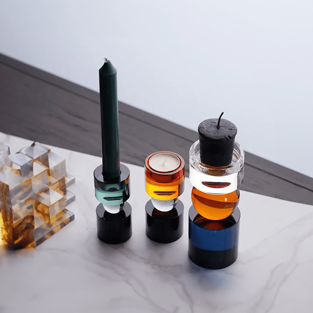 Färgglad geometrisk kristall ljushållare för modern inredning Carvallo