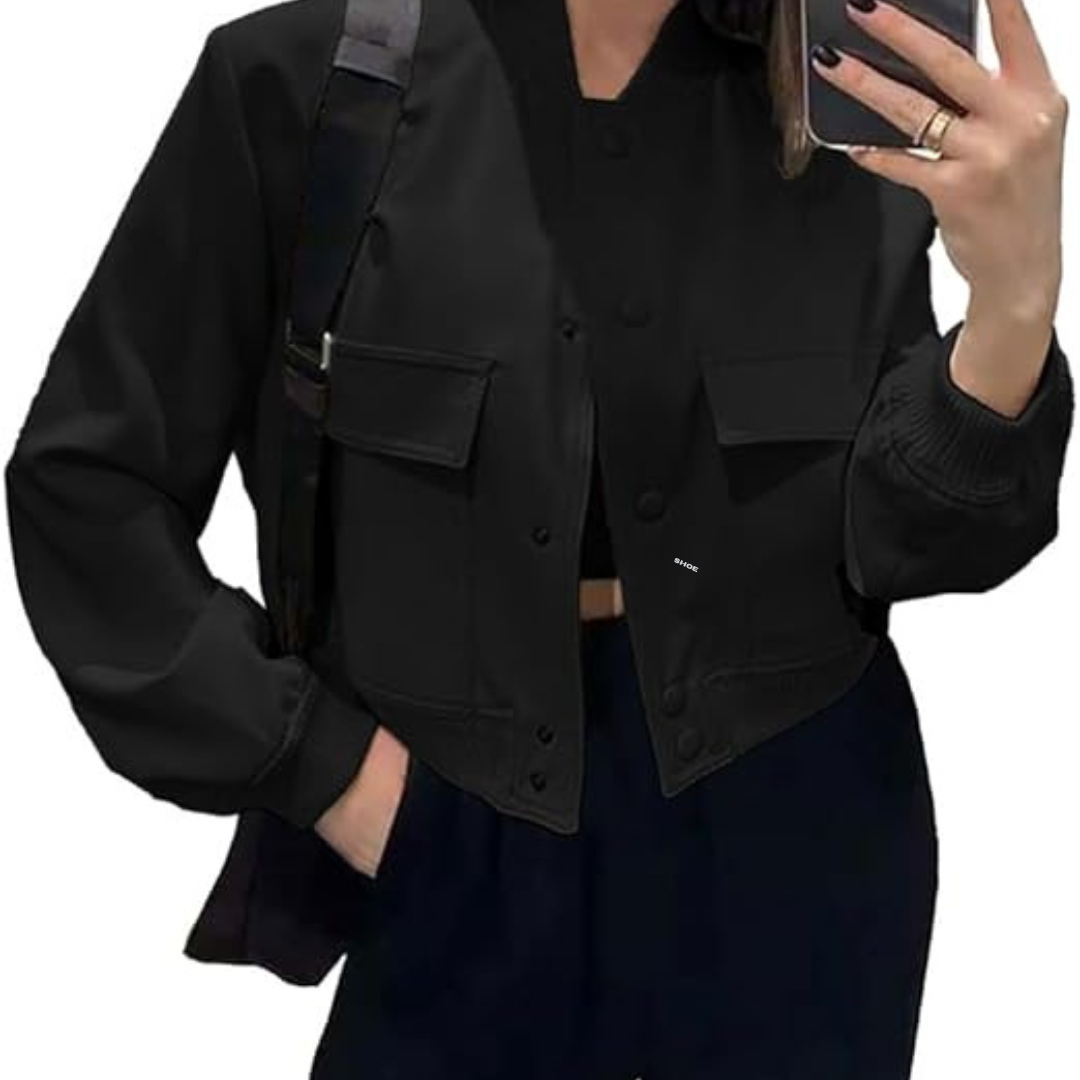 Croppad bomberjacka för kvinnor-Bellasverige-Hemnix