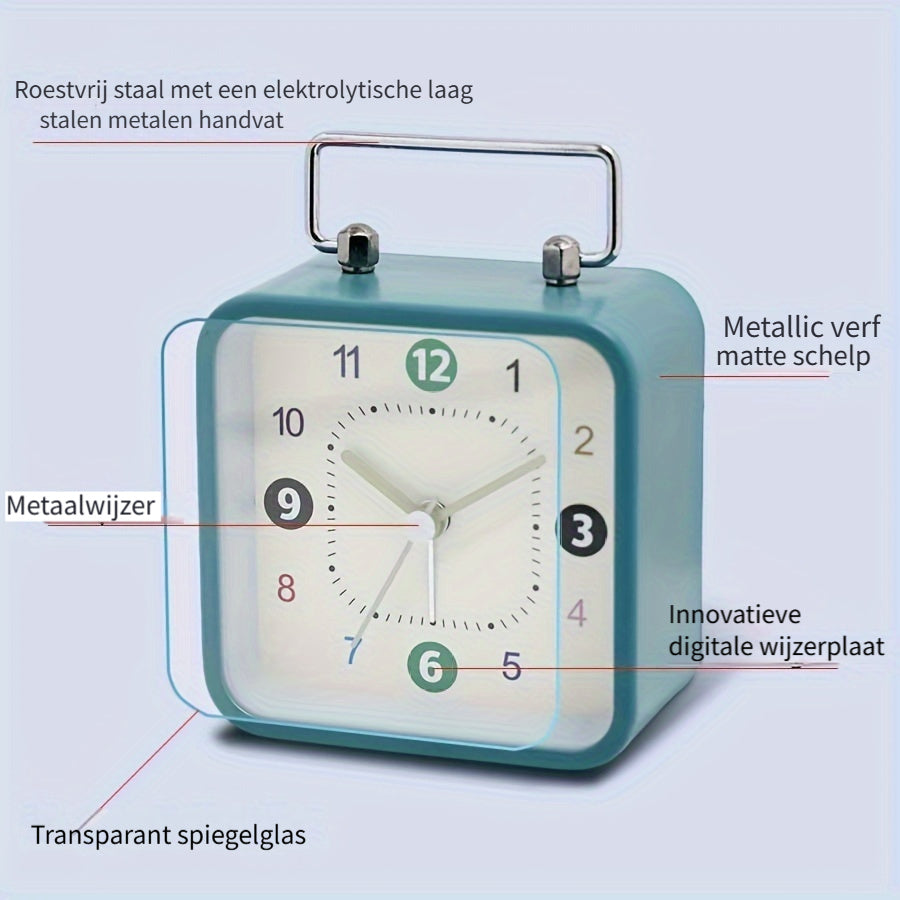 Fyrkantig Metall Väckarklocka med Nattljus och Snooze-funktion Carvallo