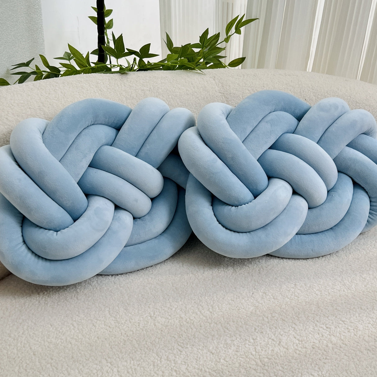 2 Stycken Knop Ball Kuddar - Mjuka Plysch Kuddar, Dekorativa Kuddar för Säng, Soffa och Vardagsrum Carvallo