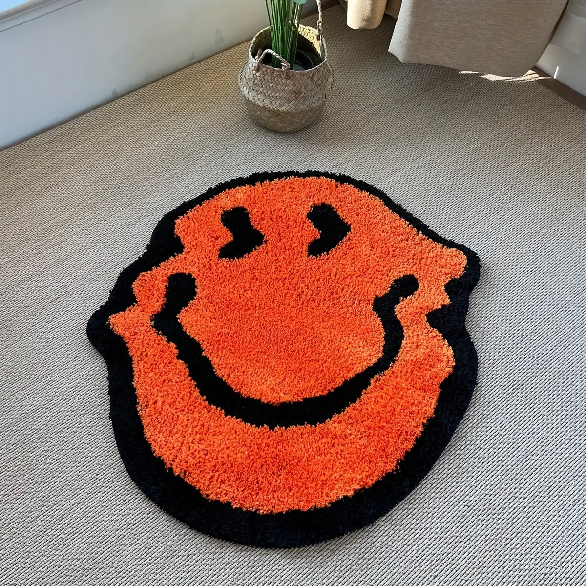 Carvallo - Levande Smiley Face matta med mysig textur för lekfulla hemmarum Carvallo