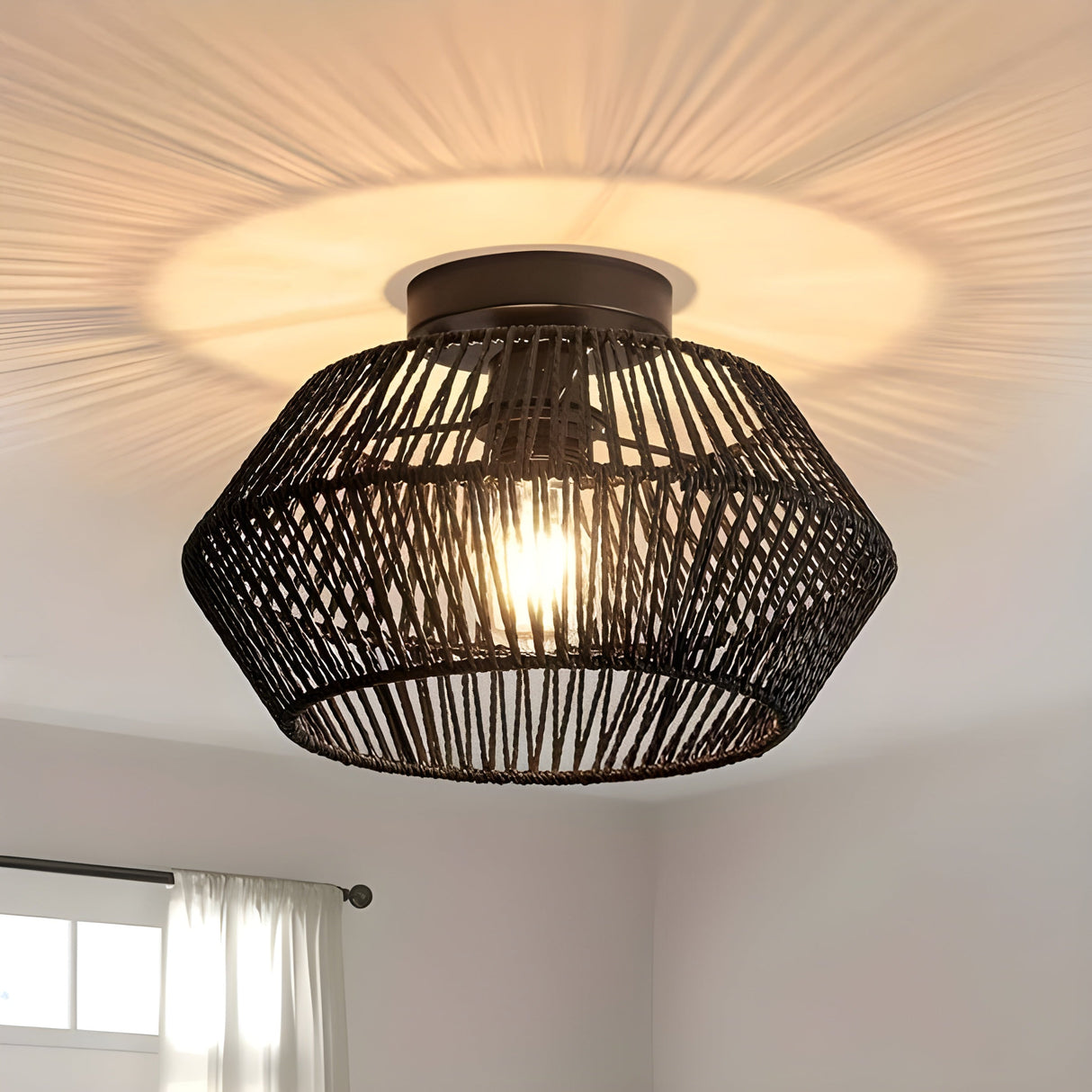 HavenWeave Light - Vintage LED Rattan Flätad Taklampa Carvallo