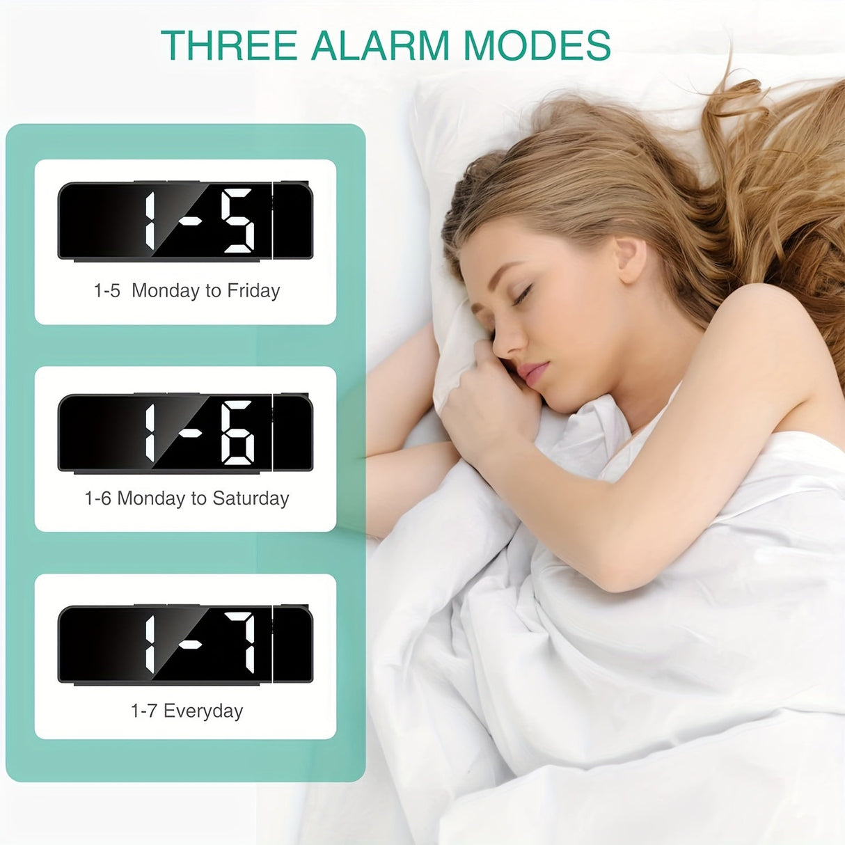 LED Projektionsväckarklocka – Temperatur- och datumsdisplay med USB-ström Carvallo