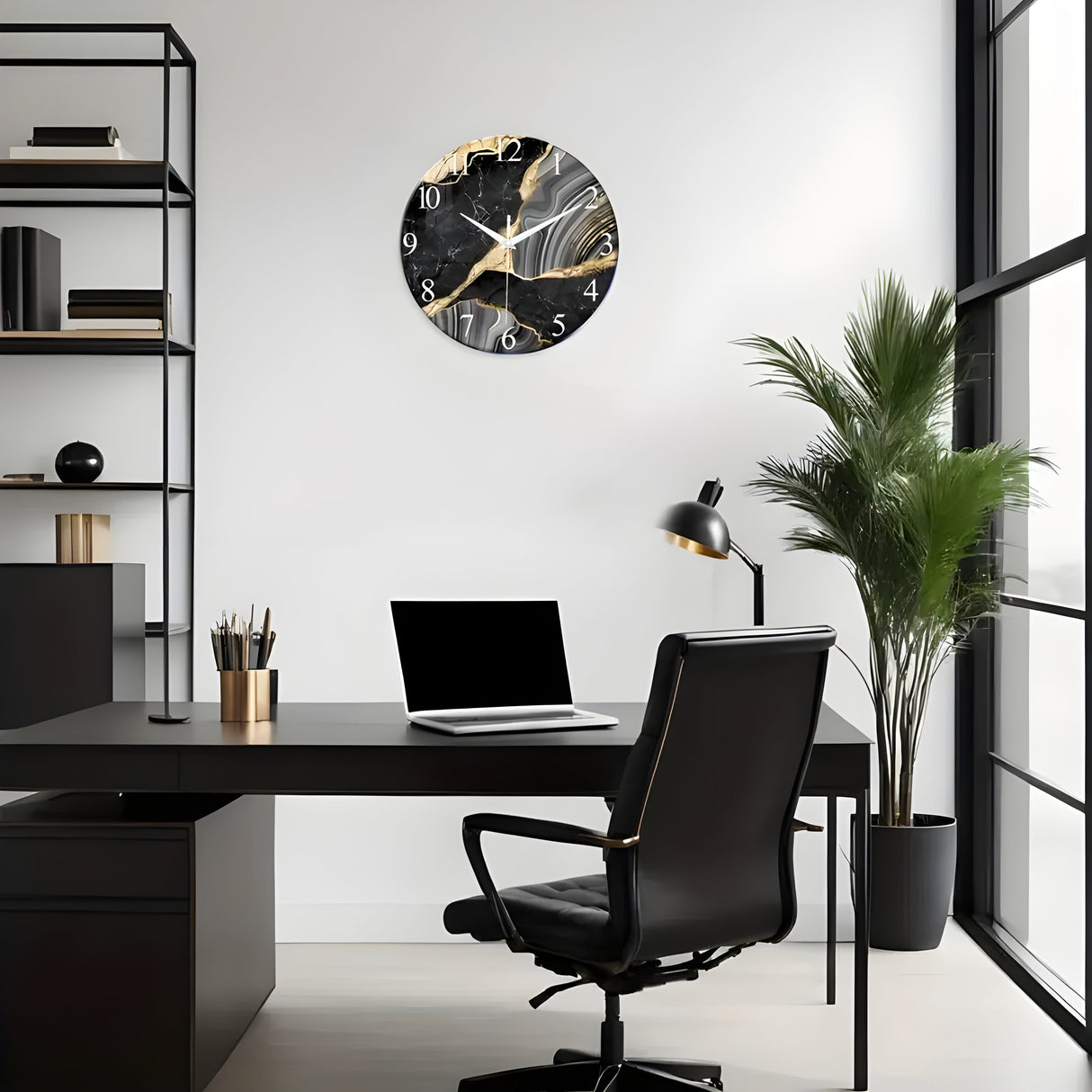 CrownQuartz Klocka - Modern Marmor Väggklocka Carvallo