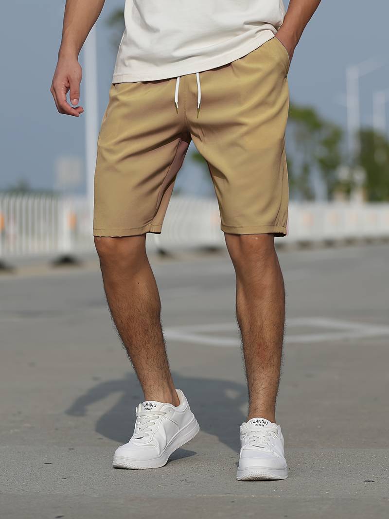 Herr Shorts Avslappnat Cordmaterial Justerbar Snörning-Herrshorts-Hemnix-Khaki-S-Hemnix