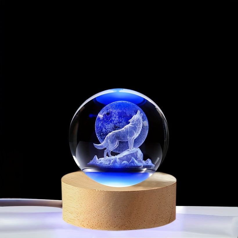 WolfLamp - 3D Snygg Wolf Glas Snöglob USB Nattlampa Carvallo