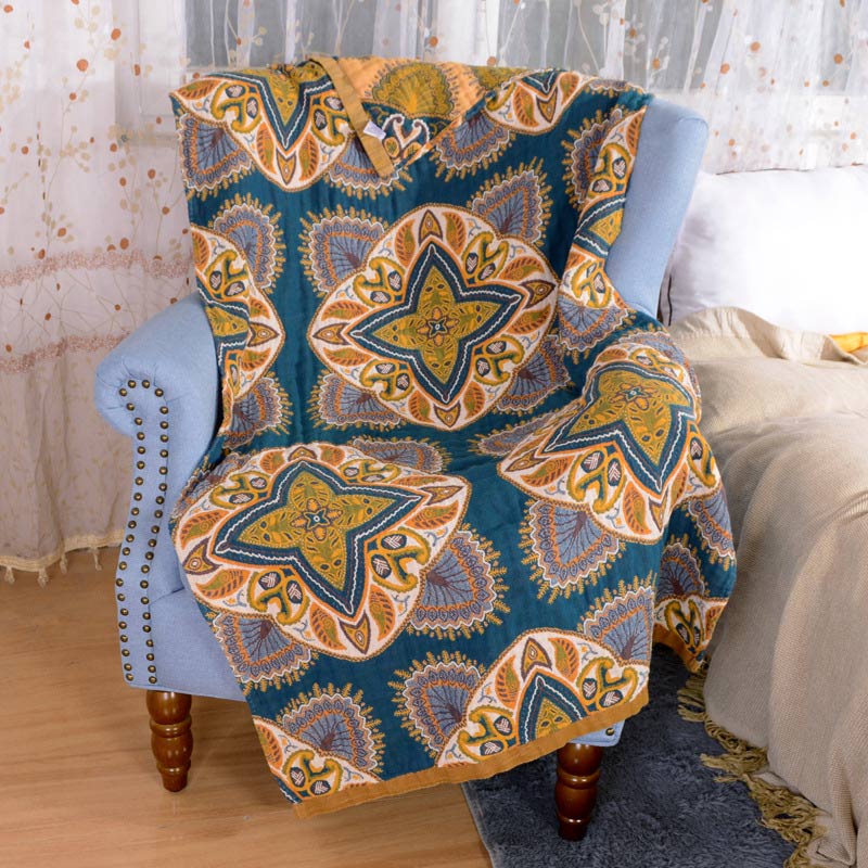 Blomma Mjuk Handduk Dubbel Sida Bomull Strandhandduk Carvallo