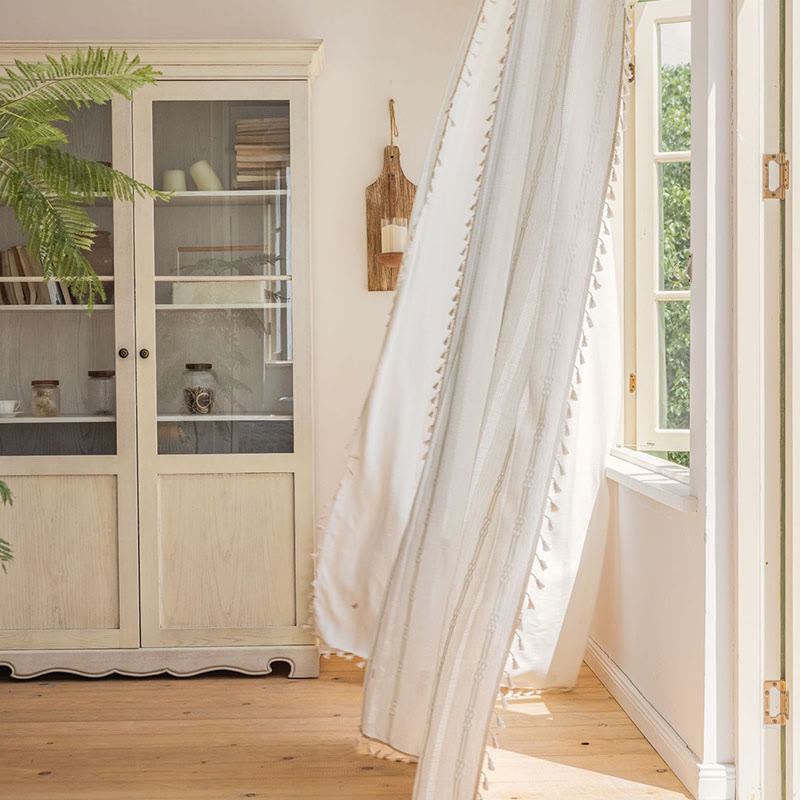 Randig Semi-Svart utelämning Gardin Hålig Tassel Draperier Carvallo