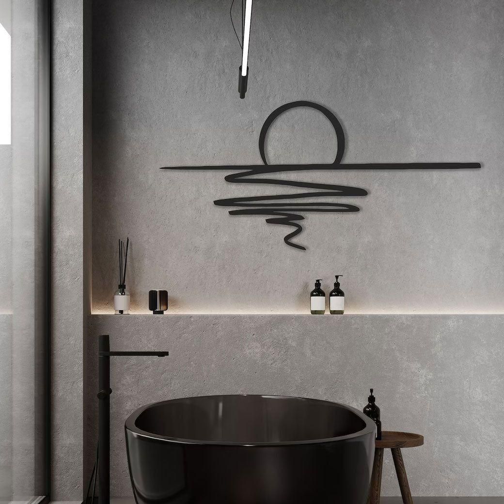 SmokeWhirl Dekor - Minimalistisk Curling Rök Metall Väggdekoration Carvallo