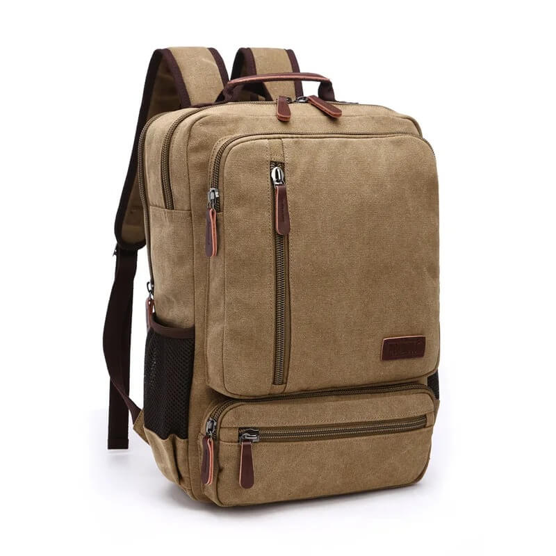 NomadiqPack – Vintage Canvas Ryggsäck för Resor | Stil, Funktion och Flexibilitet i Ett-Backpack-BB-Khaki-Hemnix