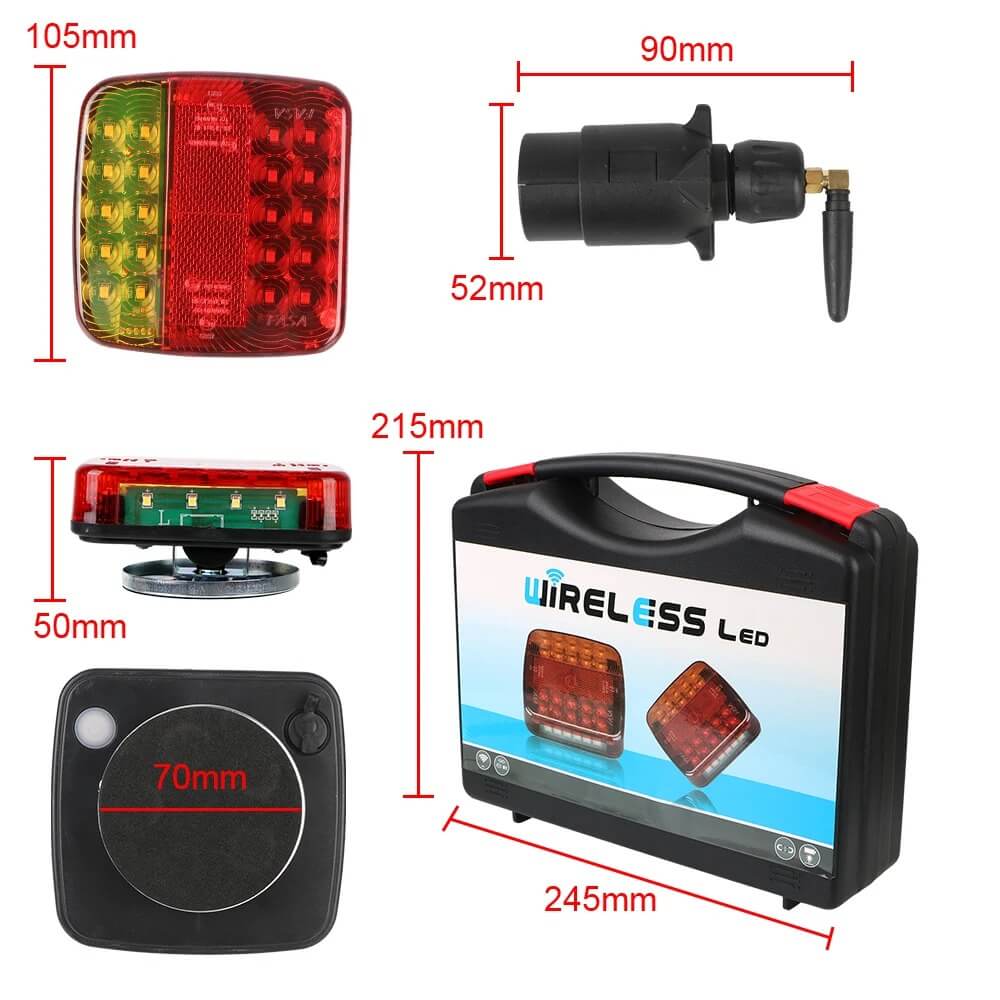 TrailMagnet – Magnetiska Sladdlösa LED Bakljus för Släp, Husvagn & Lastbil | Trådlöst Bromsljus med 5 Funktioner-Tail Lights-BB-Hemnix