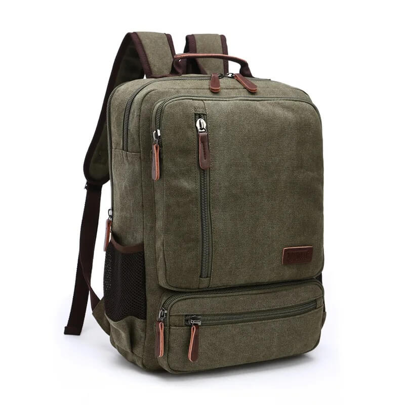 NomadiqPack – Vintage Canvas Ryggsäck för Resor | Stil, Funktion och Flexibilitet i Ett-Backpack-BB-Militärgrön-Hemnix