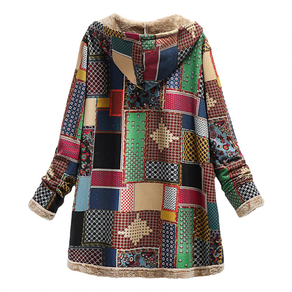 Lång vintagejacka med huva för kvinnor Hemnix