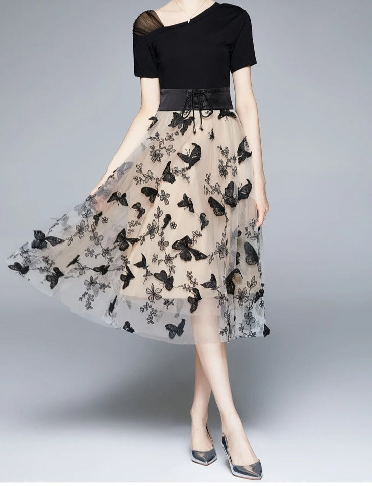 Festklänning i broderad mesh-Dresses-Hemnix-Hemnix