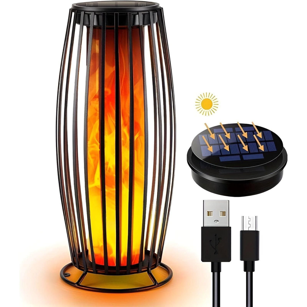 EmberGlow Light - Metall USB Uppladdningsbar Solflammslampa Carvallo