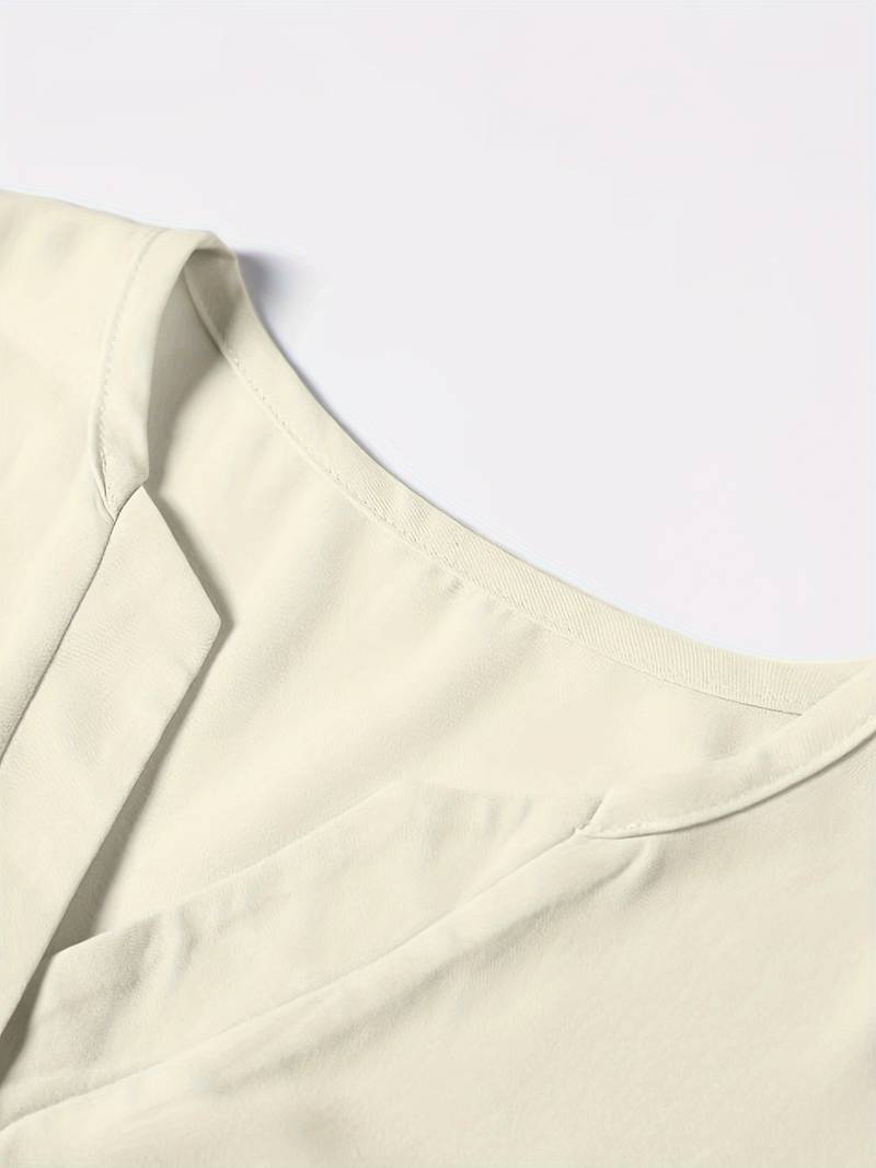 Dam Långärmad Topp Festtoppar Mjuk Blandning Hackad Halsringning-Kvinnors toppar-Bellasverige-Hemnix