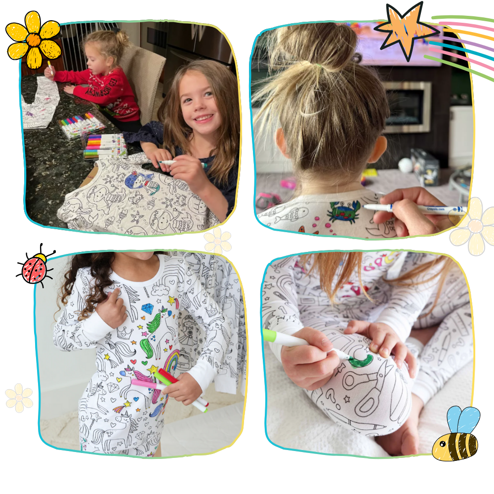 Barn Färg-i-bomull Pyjamas Set Carvallo