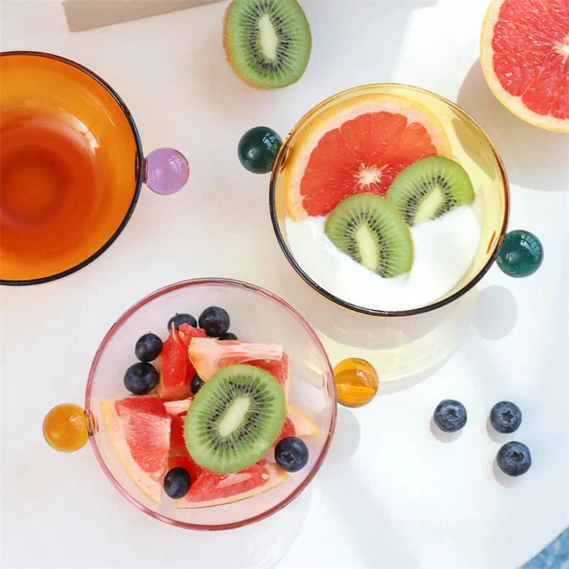 Dubbla bollhandtagade färgade glasbowl miljövänlig design Carvallo