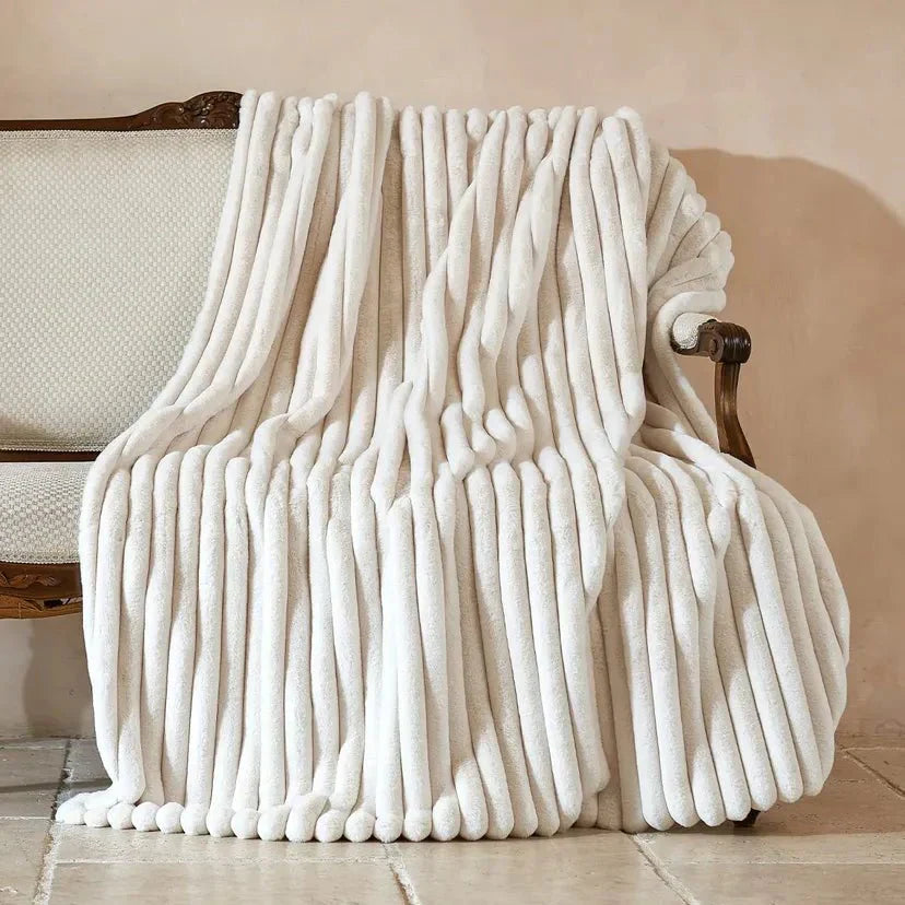 Varm & Mjuk Filt – Randig Design i Fleece/Plysch Hemnix