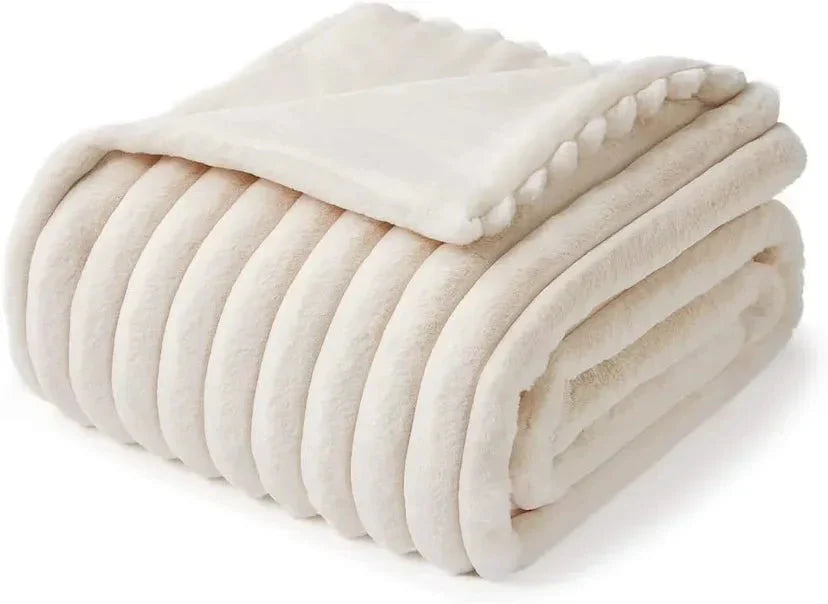 Varm & Mjuk Filt – Randig Design i Fleece/Plysch Hemnix