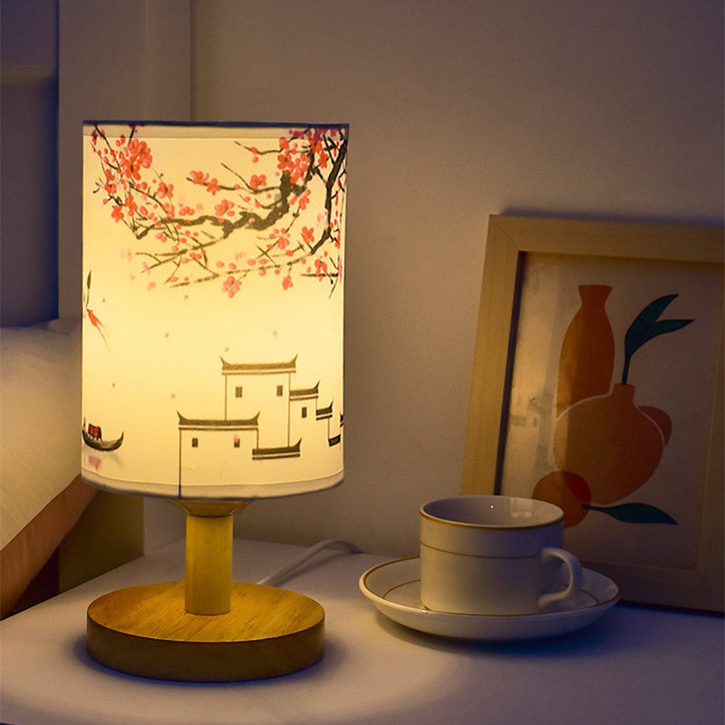 ZenGlow - Dekorativ Japansk Bordslampa med Träbas - Stämningsbelysning Carvallo