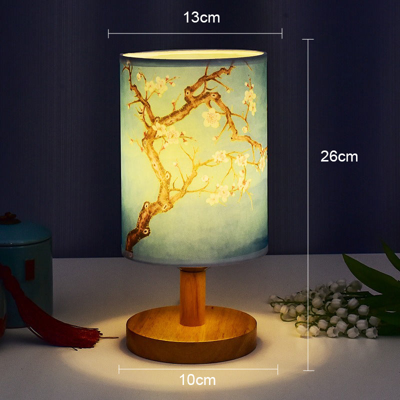 ZenGlow - Dekorativ Japansk Bordslampa med Träbas - Stämningsbelysning Carvallo