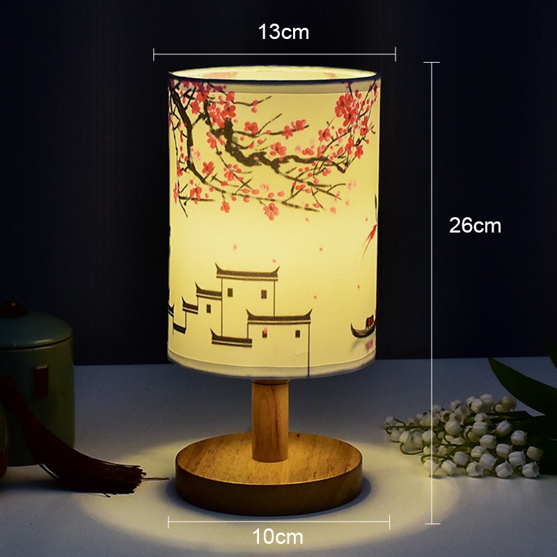 ZenGlow - Dekorativ Japansk Bordslampa med Träbas - Stämningsbelysning Carvallo