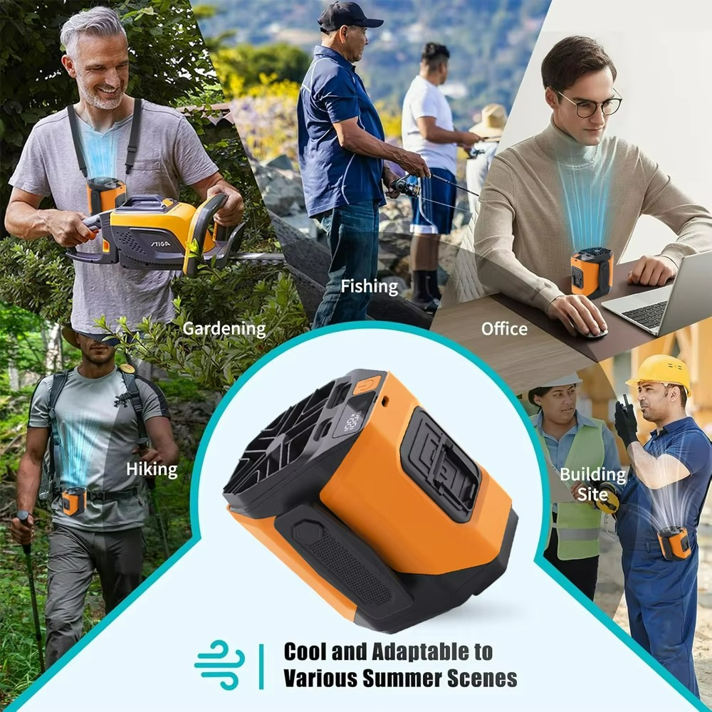 Carvallo Herrventilator Venturo Noble | 20.000 mAh Powerbank | Bälteklämma & LED-lampa | Kompakt 8,6 × 9,8 cm Carvallo