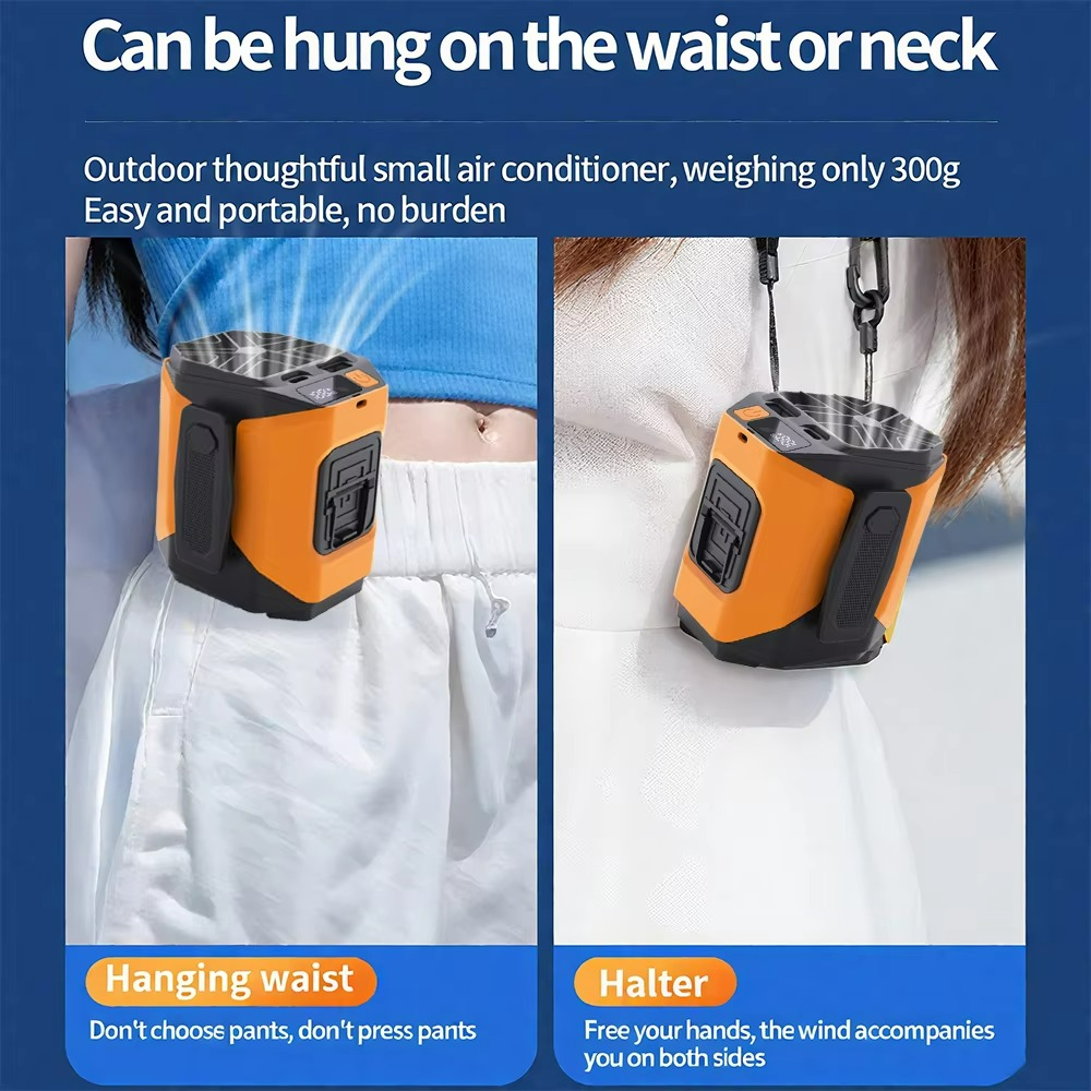 Carvallo Herrventilator Venturo Noble | 20.000 mAh Powerbank | Bälteklämma & LED-lampa | Kompakt 8,6 × 9,8 cm Carvallo