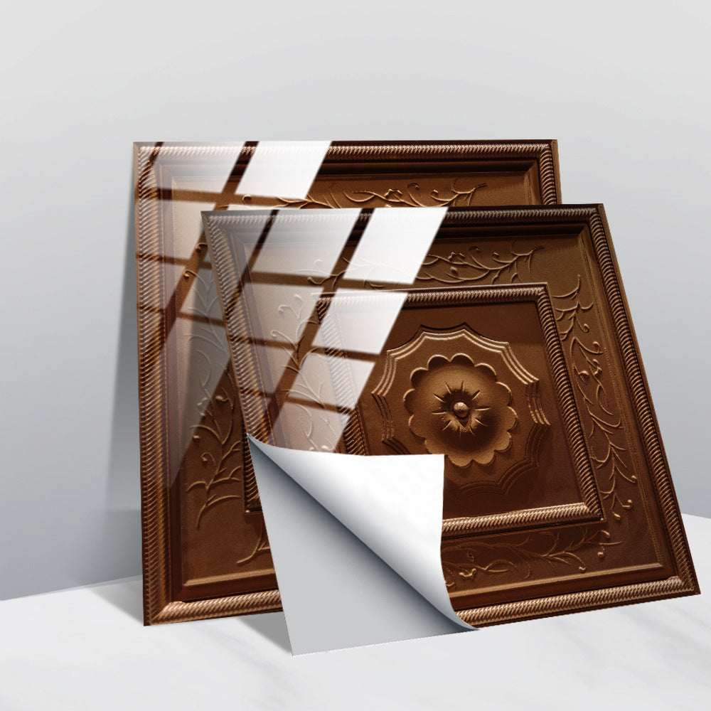 Retro Glansig Kakeltapet - Vintage Mönster Peel & Stick PVC Vägg- och Möbelbeklädnad MILA Sverige