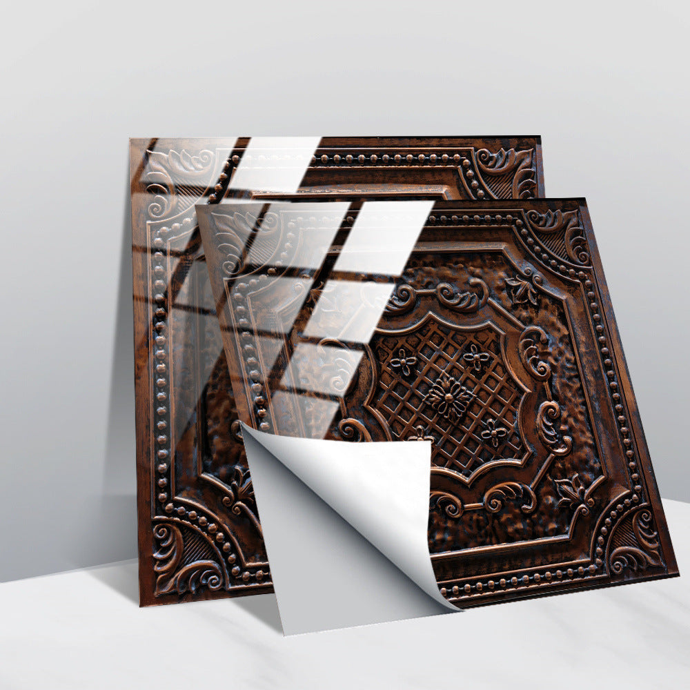 Retro Glansig Kakeltapet - Vintage Mönster Peel & Stick PVC Vägg- och Möbelbeklädnad MILA Sverige