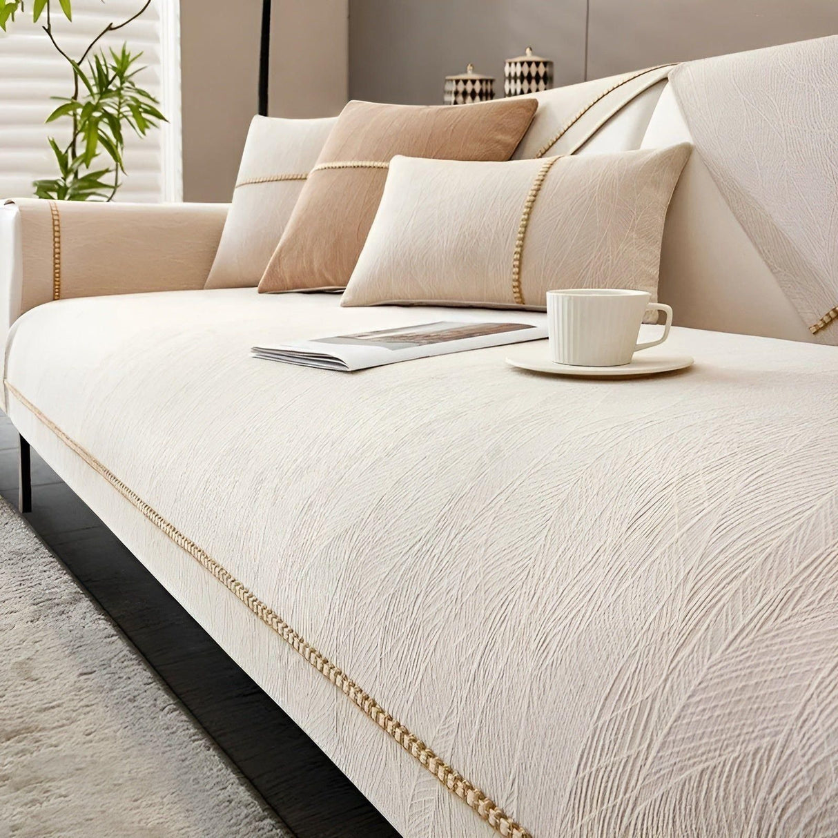 LuxeWrap Sofföverdrag - Modern anti-skratch sofföverdrag i linne Carvallo