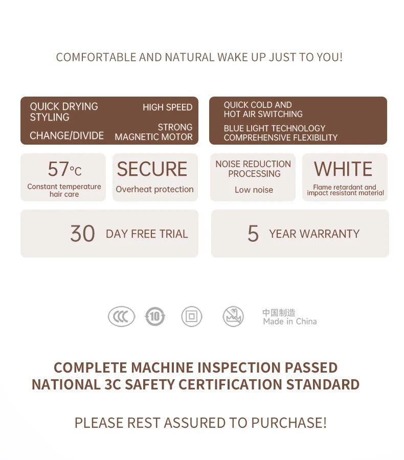 Carvallo Pro 2400 Hårtork 2400W | Ionteknologi | Ljuskälla & Kall luft | Lätt & Ergonomisk Carvallo