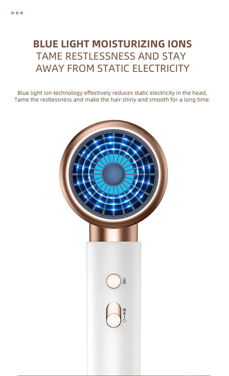 Högpresterande hårtork 2400W med kall- och varmluftsfunktion - Ionteknologi Carvallo