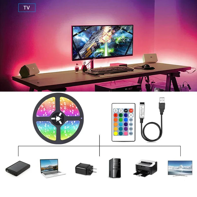 RGB LED-strips med USB-anslutning - färgändringsljus för atmosfär och TV-bakgrundsbelysning Carvallo
