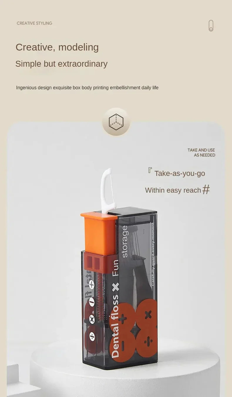 Bärbar tandtrådsdispenser med 10 automatiskt utkastande tandtrådsstickor Carvallo