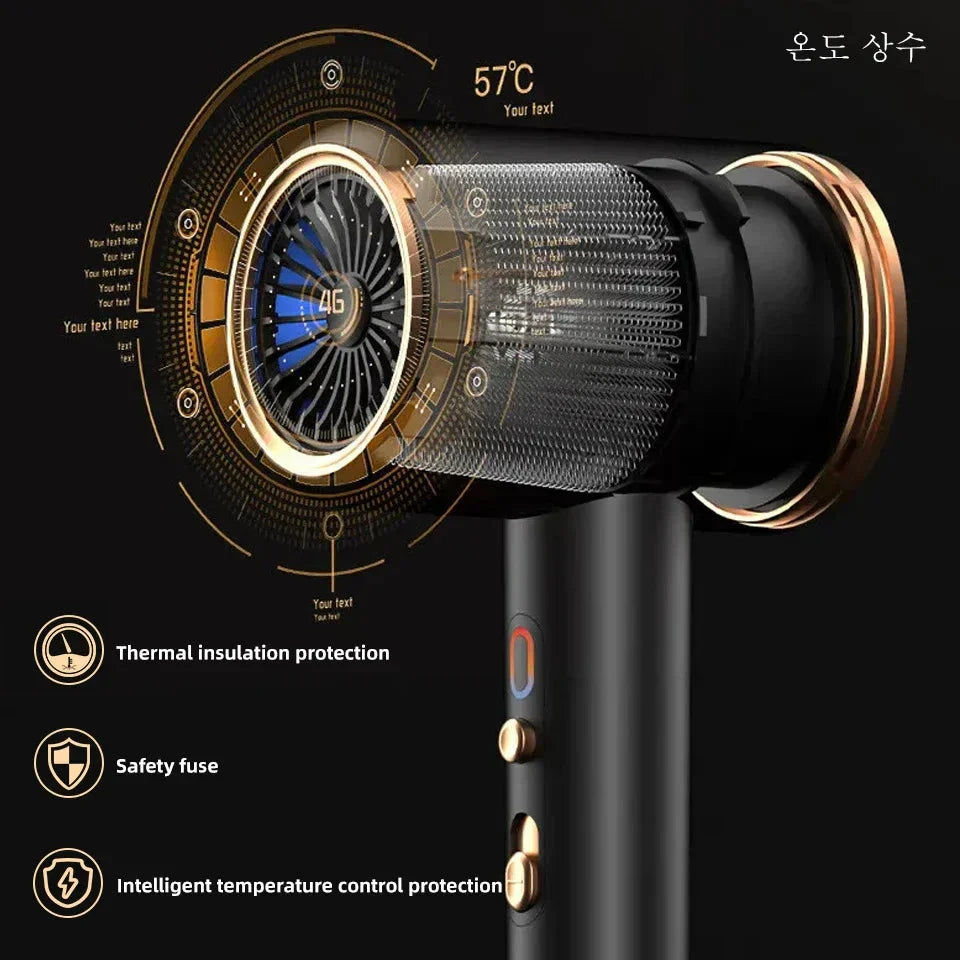 Högpresterande hårtork 2400W med kall- och varmluftsfunktion - Ionteknologi Carvallo