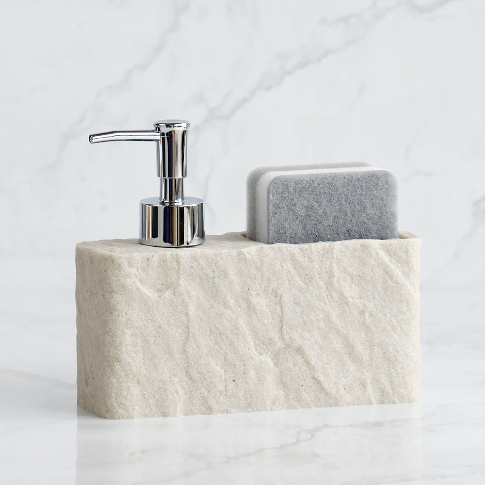 RockiClean – Tvålpump med Svamp i Imitationssten Svart Hemnix