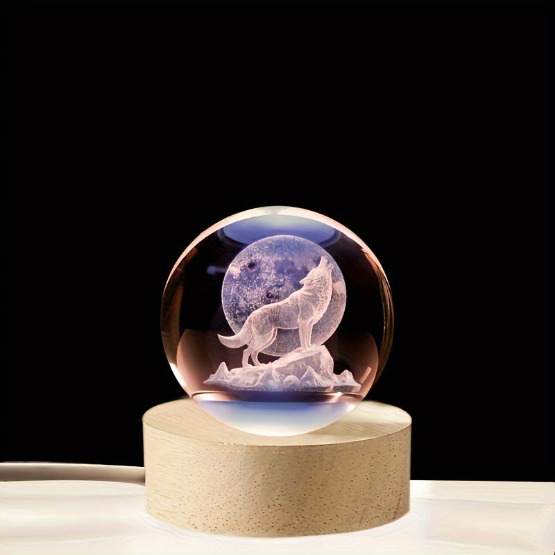 WolfLamp - 3D Snygg Wolf Glas Snöglob USB Nattlampa Carvallo